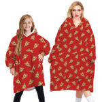 Oversized Soft Pullover Plain Hoodie Warm Fleece Blanket Plush Winter Sweatshirt  Red Pizza  Adult