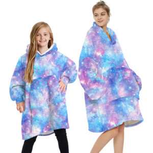 Oversized Soft Pullover Plain Hoodie Warm Fleece Blanket Plush Winter Sweatshirt  Sky Stars (Purple/Blue)  Adult