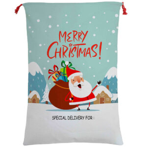 50x70cm Canvas Hessian Christmas Santa Sack Xmas Stocking Reindeer Kids Gift Bag  Cartoon Santa w Bag