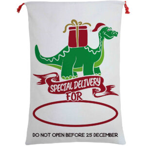 50x70cm Canvas Hessian Christmas Santa Sack Xmas Stocking Reindeer Kids Gift Bag  Special Delivery By Dinosaur