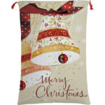 Large Christmas XMAS Hessian Santa Sack Stocking Bag Reindeer Children Gifts Bag  Merry Christmas Bells