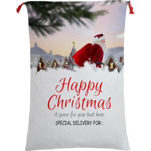 Large Christmas XMAS Hessian Santa Sack Stocking Bag Reindeer Children Gifts Bag  Santa On The Way