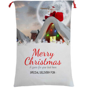 Large Christmas XMAS Hessian Santa Sack Stocking Bag Reindeer Children Gifts Bag  Santa On The Roof