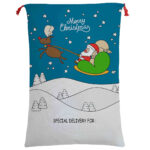 Large Christmas XMAS Hessian Santa Sack Stocking Bag Reindeer Children Gifts Bag  Cartoon Santa Fly