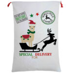 Large Christmas XMAS Hessian Santa Sack Stocking Bag Reindeer Children Gifts Bag  Special Delivery By Alpaca