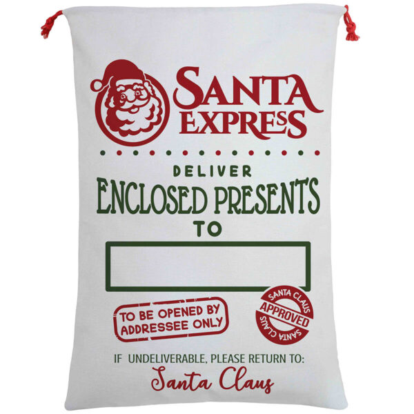 Large Christmas XMAS Hessian Santa Sack Stocking Bag Reindeer Children Gifts Bag  Cream - Santa Express