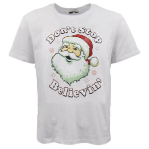 New Funny Adult Xmas Christmas T Shirt Tee Mens Womens 100% Cotton Jolly Ugly  Don't Stop Believin' (White)  XS