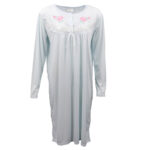 100% Cotton Women Nightie Night Gown Pajamas Pyjamas Winter Sleepwear PJs Dress  Blue  20