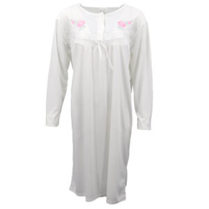 100% Cotton Women Nightie Night Gown Pajamas Pyjamas Winter Sleepwear PJs Dress  Light Pink  14