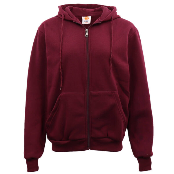 Adult Unisex Zip Plain Fleece Hoodie Hooded Jacket Mens Sweatshirt Jumper XS-8XL  Burgundy  M