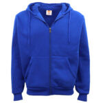 Adult Unisex Zip Plain Fleece Hoodie Hooded Jacket Mens Sweatshirt Jumper XS-8XL  Royal Blue  S