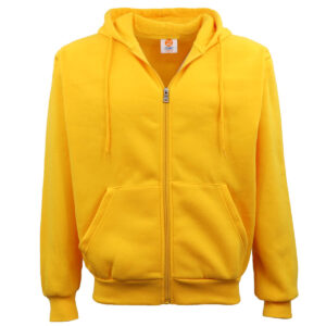 Adult Unisex Zip Plain Fleece Hoodie Hooded Jacket Mens Sweatshirt Jumper XS-8XL  Yellow  S