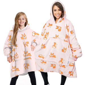 Oversized Soft Pullover Plain Hoodie Warm Fleece Blanket Plush Winter Sweatshirt  Dogs (Pink)  Adult