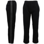 Men's Fleece Casual Sports Track Pants w Zip Pocket Striped Sweat Trousers S-6XL  Black w Grey Stripes  S