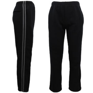 Men's Fleece Casual Sports Track Pants w Zip Pocket Striped Sweat Trousers S-6XL  Black w Grey Stripes  M