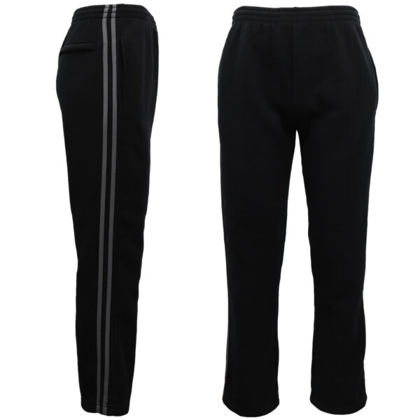 Men's Fleece Casual Sports Track Pants w Zip Pocket Striped Sweat Trousers S-6XL  Black w Grey Stripes  XL