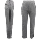 Men's Fleece Casual Sports Track Pants w Zip Pocket Striped Sweat Trousers S-6XL  Grey  S