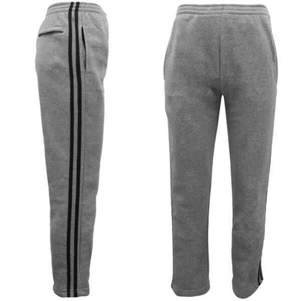 Men's Fleece Casual Sports Track Pants w Zip Pocket Striped Sweat Trousers S-6XL  Grey  XL