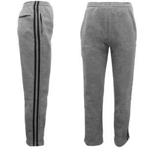 Men's Fleece Casual Sports Track Pants w Zip Pocket Striped Sweat Trousers S-6XL  Grey  5XL