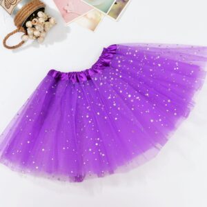 Sequin Tulle Tutu Skirt Ballet Kids Princess Dressup Party Baby Girls Dance Wear  Purple  Adults