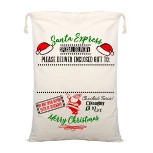 Large Christmas XMAS Hessian Santa Sack Stocking Bag Reindeer Children Gifts Bag  Cream - Delivery Enclosed Gift