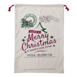 Large Christmas XMAS Hessian Santa Sack Stocking Bag Reindeer Children Gifts Bag  Cream - Happy New Year