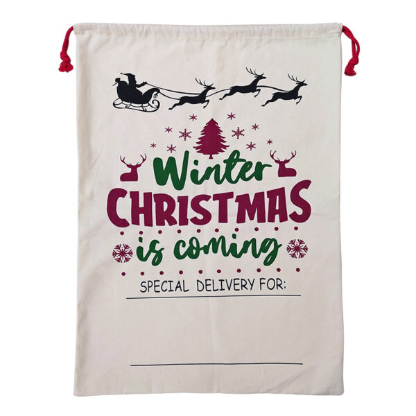 Large Christmas XMAS Hessian Santa Sack Stocking Bag Reindeer Children Gifts Bag  Cream - Winter Is Coming