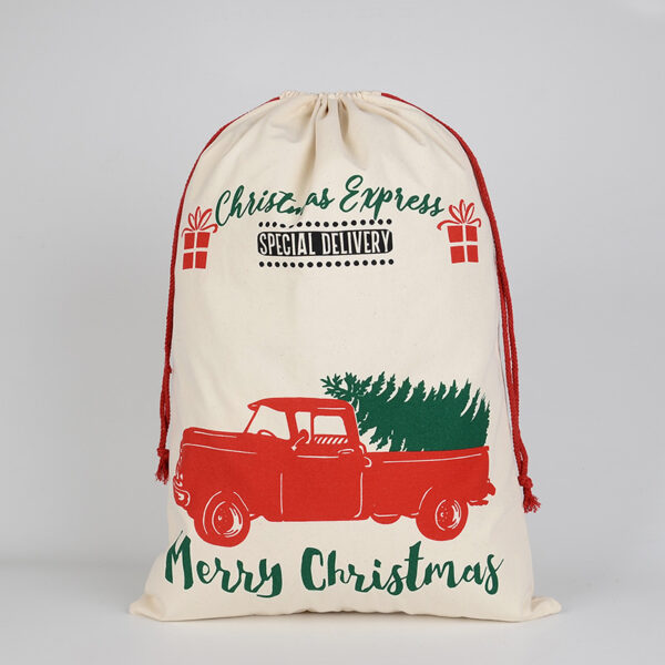 50x70cm Canvas Hessian Christmas Santa Sack Xmas Stocking Reindeer Kids Gift Bag  Cream - Car Gift Express