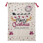 50x70cm Canvas Hessian Christmas Santa Sack Xmas Stocking Reindeer Kids Gift Bag  Cream - Snowflakes Reindeer