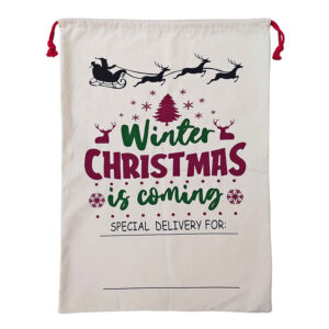 50x70cm Canvas Hessian Christmas Santa Sack Xmas Stocking Reindeer Kids Gift Bag  Cream - Winter Is Coming