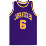 New Men's Basketball Jersey Sports T Shirt Tee Vest Tops Gym Chicago Los Angeles  Purple - Los Angeles 6  XL