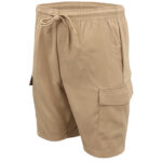 Men's Cargo Shorts 4 Pockets Cascual Work Trousers Active Pants Elastic Waist  Khaki  XS