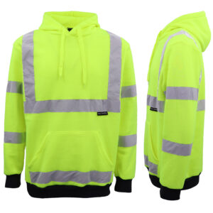 HI VIS Hooded Safety Jumper Hoodie Sweatshirt Tradie Workwear Fleece Jacket Coat  Fluro Yellow  XS