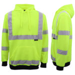 HI VIS Hooded Safety Jumper Hoodie Sweatshirt Tradie Workwear Fleece Jacket Coat  Fluro Yellow  S