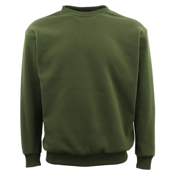 New Adult Unisex Plain Pullover Fleece Jumper Mens Long Sleeve Crew Neck Sweater  Olive  M