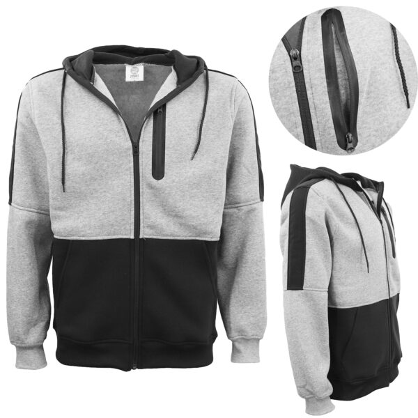 Men's Adult Full Zip Hoodie Jumper Active Two-Tone Jacket Coat Sports Zip Pocket  Black  XL