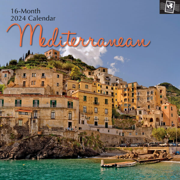 Mediterranean 2024 Square Wall Calendar 16 Month Planner Christmas New Year Gift