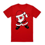 100% Cotton Christmas T-shirt Adult Unisex Tee Tops Funny Santa Party Custume  Dancing Santa (Red)  S