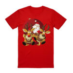 100% Cotton Christmas T-shirt Adult Unisex Tee Tops Funny Santa Party Custume  Santas Sleigh (Red)  S