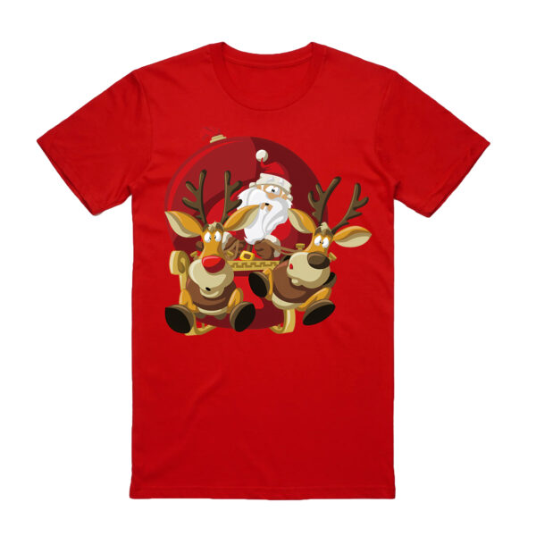 100% Cotton Christmas T-shirt Adult Unisex Tee Tops Funny Santa Party Custume  Santas Sleigh (Red)  S