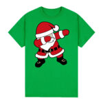 100% Cotton Christmas T-shirt Adult Unisex Tee Tops Funny Santa Party Custume  Dancing Santa (Green)  S