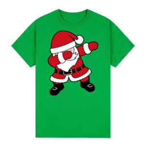 100% Cotton Christmas T-shirt Adult Unisex Tee Tops Funny Santa Party Custume  Dancing Santa (Green)  M