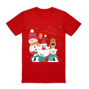 100% Cotton Christmas T-shirt Adult Unisex Tee Tops Funny Santa Party Custume  Santa Gathering (Red)  S