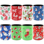 8x Christmas Stubby Stubbie Holders Beer Bottle Drink Can Cooler Santa Reindeer  G