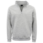 New Men's Unisex Adult Half-Zip Fleece Jumper Pullover Stand Collar Jacket Shirt  Light Grey  XS