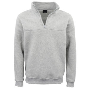 New Men's Unisex Adult Half-Zip Fleece Jumper Pullover Stand Collar Jacket Shirt  Light Grey  XS