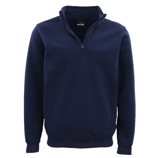 New Men's Unisex Adult Half-Zip Fleece Jumper Pullover Stand Collar Jacket Shirt  Navy  XS