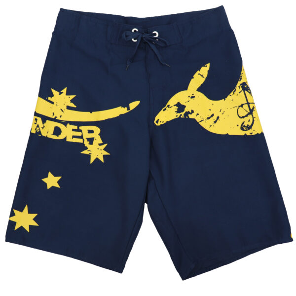 Men's Adult Board Shorts Australia Day Kangaroo Down Under Souvenir Beach Wear  Navy/Yellow  S