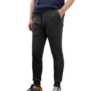 Men's Fleece Slim Trackpant Sport Joggers w Zipped Pockets Gym Casucal Trousers  Black  XL