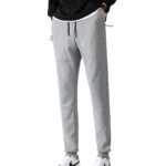 Men's Fleece Slim Trackpant Sport Joggers w Zipped Pockets Gym Casucal Trousers  Light Grey  XS